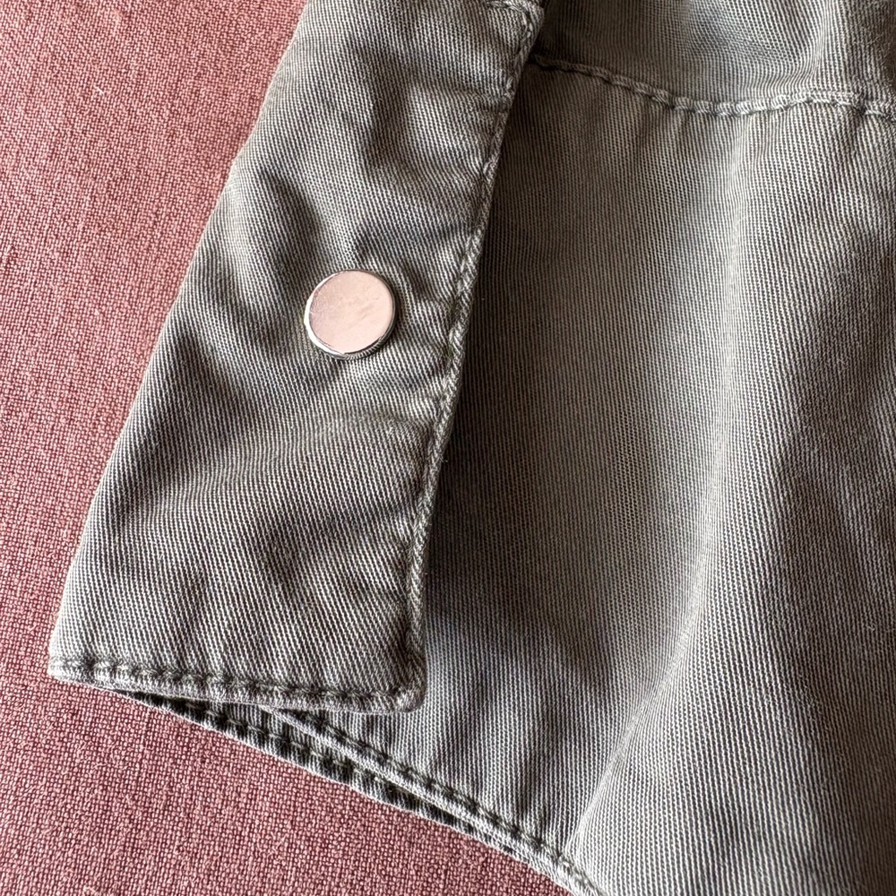 Mango LOVE Patch Olive Green Jacket - image 7